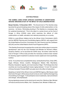 Joint News Release the GAMBIA JOINS OTHER