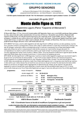 Monte Delle Figne M. 1172 Appennino Ligure (Parco "Capanne Di Marcarolo") Gita Breve : Monte Tobbio M