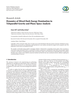 Research Article Dynamics of Mixed Dark Energy Domination in Teleparallel Gravity and Phase-Space Analysis