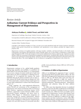 Azilsartan: Current Evidence and Perspectives in Management of Hypertension