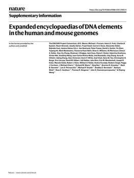 Expanded Encyclopaedias of DNA Elements in the Human and Mouse Genomes