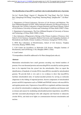 The Identification of Meccirnas and Their Roles in Mitochondrial Entry of Proteins