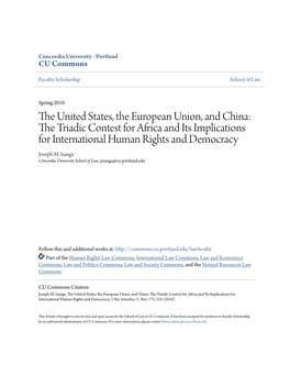 The United States, the European Union, and China: the Triadic Contest for Africa and Its Implications for International Human Rights and Democracy