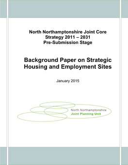 Background Paper on Strategic Housing and Employment Sites