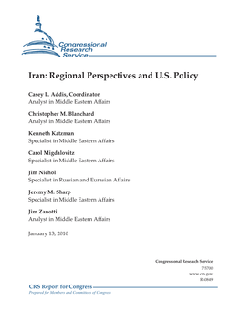 Iran: Regional Perspectives and U.S