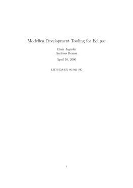 Modelica Development Tooling for Eclipse