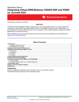 Integrating Virtual DRM Between VISION SDK and PSDK on Jacinto6 SOC