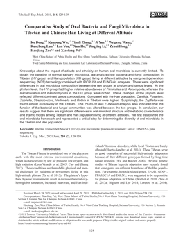 Comparative Study of Oral Bacteria and Fungi Microbiota in Tibetan and Chinese Han Living at Different Altitude