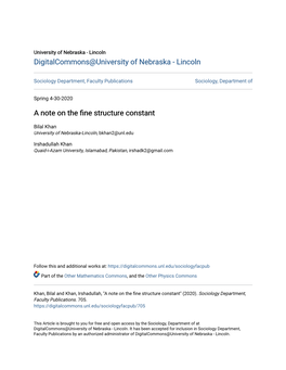 A Note on the Fine Structure Constant