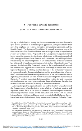 3 Functional Law and Economics Jonathan Klick and Francesco Parisi