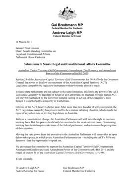 Gai Brodtmann MP Andrew Leigh MP