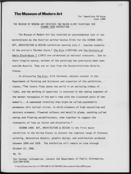 The Museum of Modern Art Receives Two Major Klimt Paintings for Vienna 1900 Exhibition