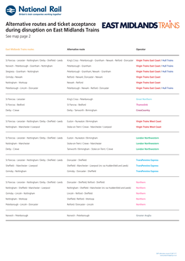 Alternative Routes and Ticket Acceptance During Disruption on East Midlands Trains See Map Page 2