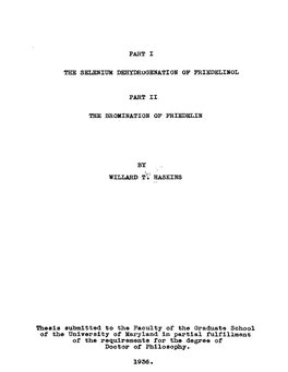 Part I the Selenium Dehydrogenation Op