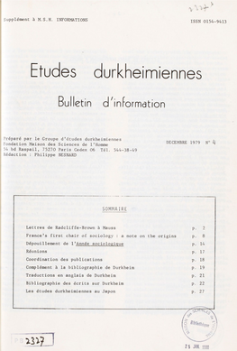 Etudes Durkheimiennes