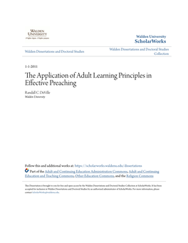 The Application of Adult Learning Principles in Effective Preaching Randall C