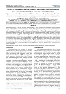 Current Practices and Research Updates on Diabetes Mellitus in Canine