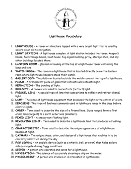 Lighthouse Vocabulary