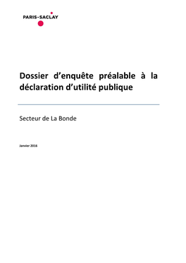 Dossier D'enquête Préalable À La Déclaration D'utilité Publique