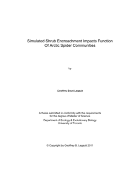 Simulated Shrub Encroachment Impacts Function of Arctic Spider Communities