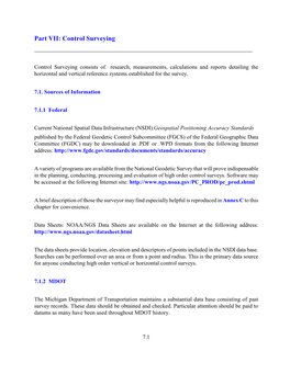 Part VII: Control Surveying ______