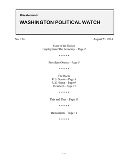 Washington Political Watch