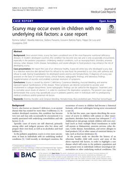Scurvy May Occur Even in Children with No Underlying Risk Factors