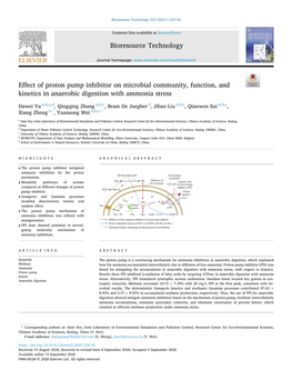 Effect of Proton Pump Inhibitor on Microbial Community, Function, and Kinetics in Anaerobic Digestion with Ammonia Stress