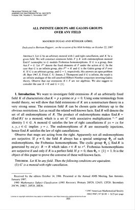 All Infinite Groups Are Galois Groups Over Any Field