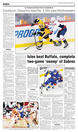 Isles Beat Buffalo, Complete Two-Game 'Sweep' of Sabres