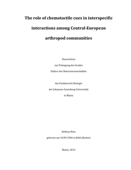 The Role of Chemotactile Cues in Interspecific Interactions Among