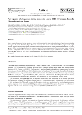 New Species of Sargassum-Boring Limnoria Leach, 1814 (Crustacea, Isopoda, Limnoriidae) from Japan