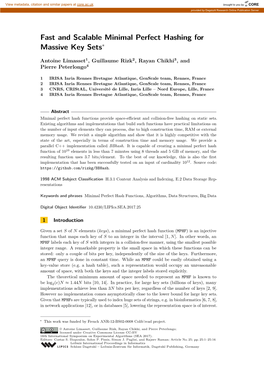 Fast and Scalable Minimal Perfect Hashing for Massive Key Sets∗