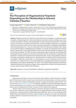 The Perception of Organisational Nepotism Depending on the Membership in Selected Christian Churches