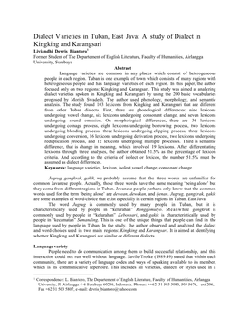 Dialect Varieties in Tuban, East Java