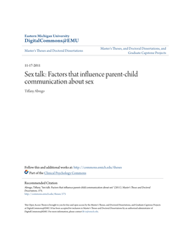 Factors That Influence Parent-Child Communication About Sex Tiffany Abrego