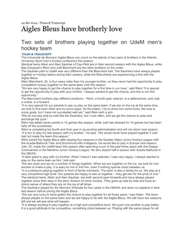 Aigles Bleus Have Brotherly Love