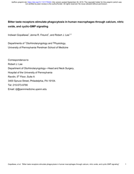 Bitter Taste Receptors Stimulate Phagocytosis in Human Macrophages Through Calcium, Nitric Oxide, and Cyclic-GMP Signaling