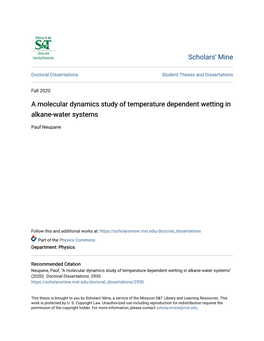 A Molecular Dynamics Study of Temperature Dependent Wetting in Alkane-Water Systems