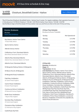 410 Bus Time Schedule & Line Route