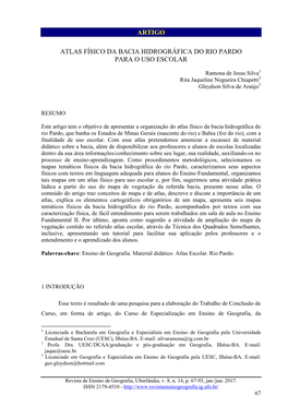 Atlas Físico Da Bacia Hidrográfica Do Rio Pardo Para O Uso Escolar