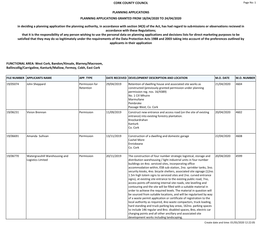 Report Weekly Lists Planning Applications