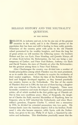 Belgian History and the Neutrality Question