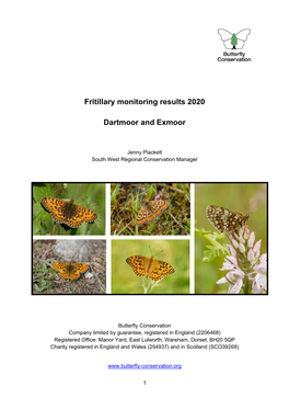 Fritillary Monitoring Results 2020 Dartmoor and Exmoor