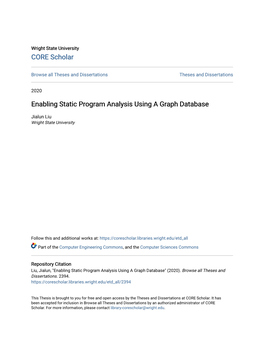 Enabling Static Program Analysis Using a Graph Database