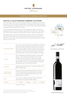 2016 Hill & Valley Barossa Cabernet Sauvignon