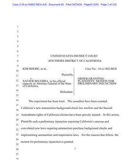 PRELIMINARY INJUNCTION 13 of California, 14 Defendant