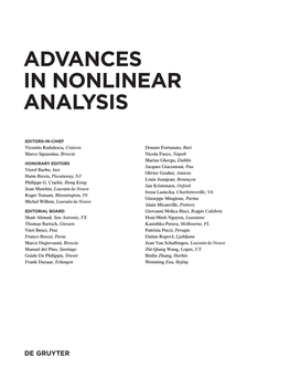 Advances in Nonlinear Analysis