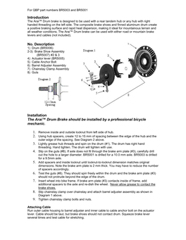 Introduction No. Description Installation the Arai™ Drum Brake