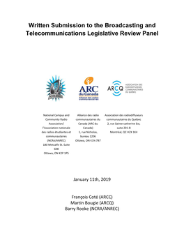 Written Submission to the Broadcasting and Telecommunications Legislative Review Panel